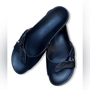 NWOB - Jack Roberts Black Leather Slide Sandals- Size 11
